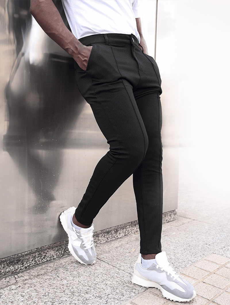 Stylish Black Cargo Pants for Men - Modern Fit Chinos-3