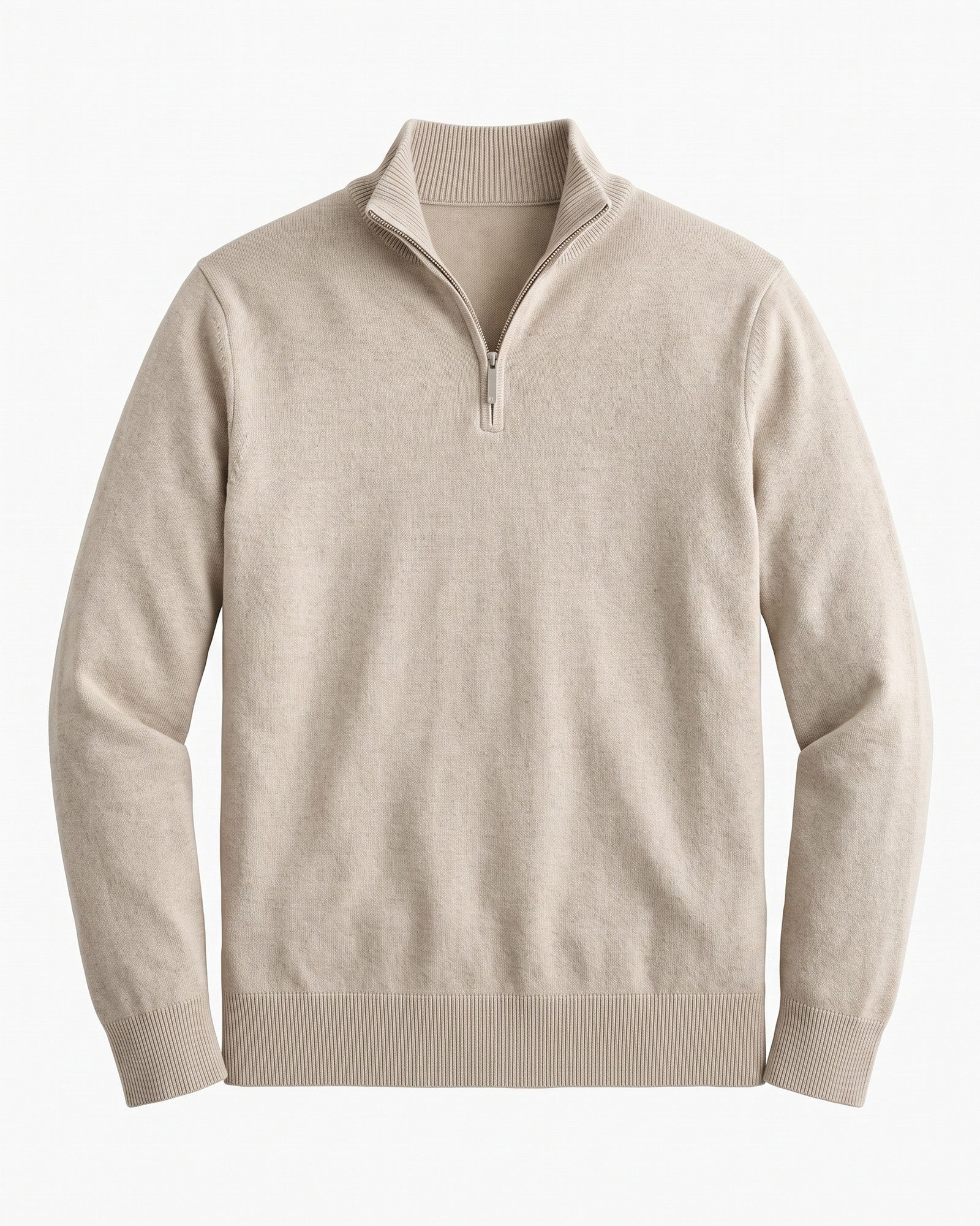 Men's Stylish Quarter-Zip Sweater Premium Knit - Beige