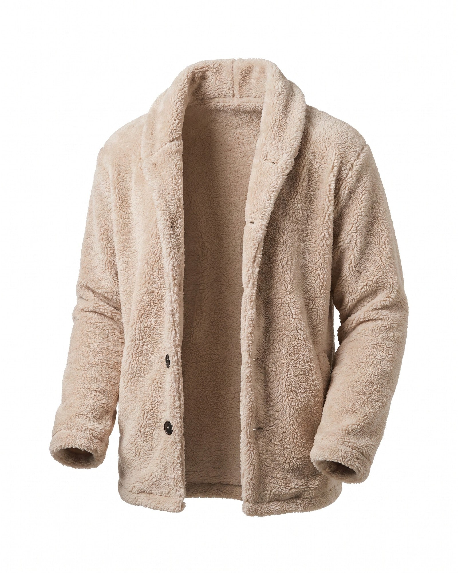 Stylish Men's Hooded Fleece Jacket - Versatile Layering Essential - Beige