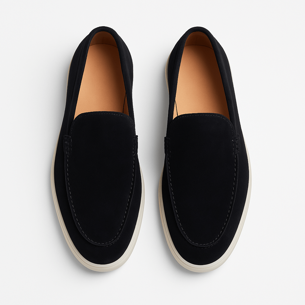 Giviny-Mens Suede Loafers - Classic Black Style 3
