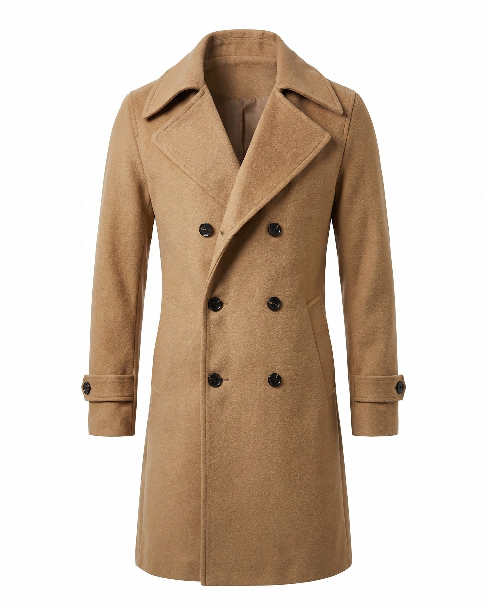 Classic Double-Breasted Trench Coat - Timeless Sophistication - Khaki