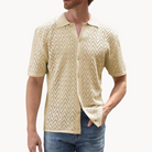 Knit-Style Men's Shirt - Geometric Button-Through 1