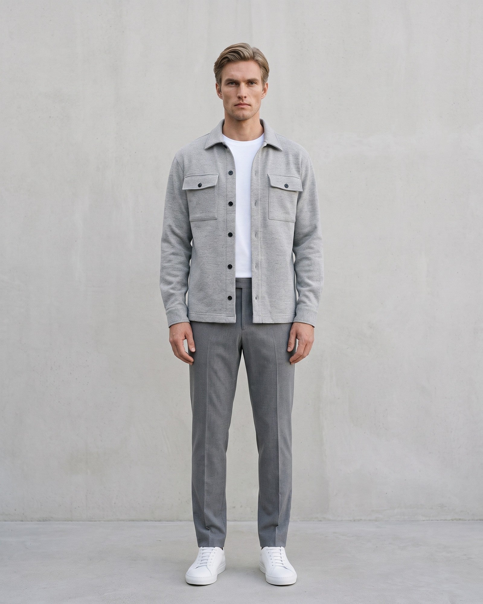 Men's Lightweight Casual Jacket for Everyday Wear on model - Light Grey