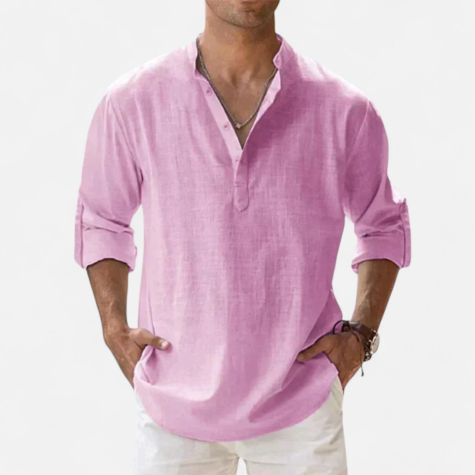 Linen-Classic Men's Long Sleeve Linen Shirt 1
