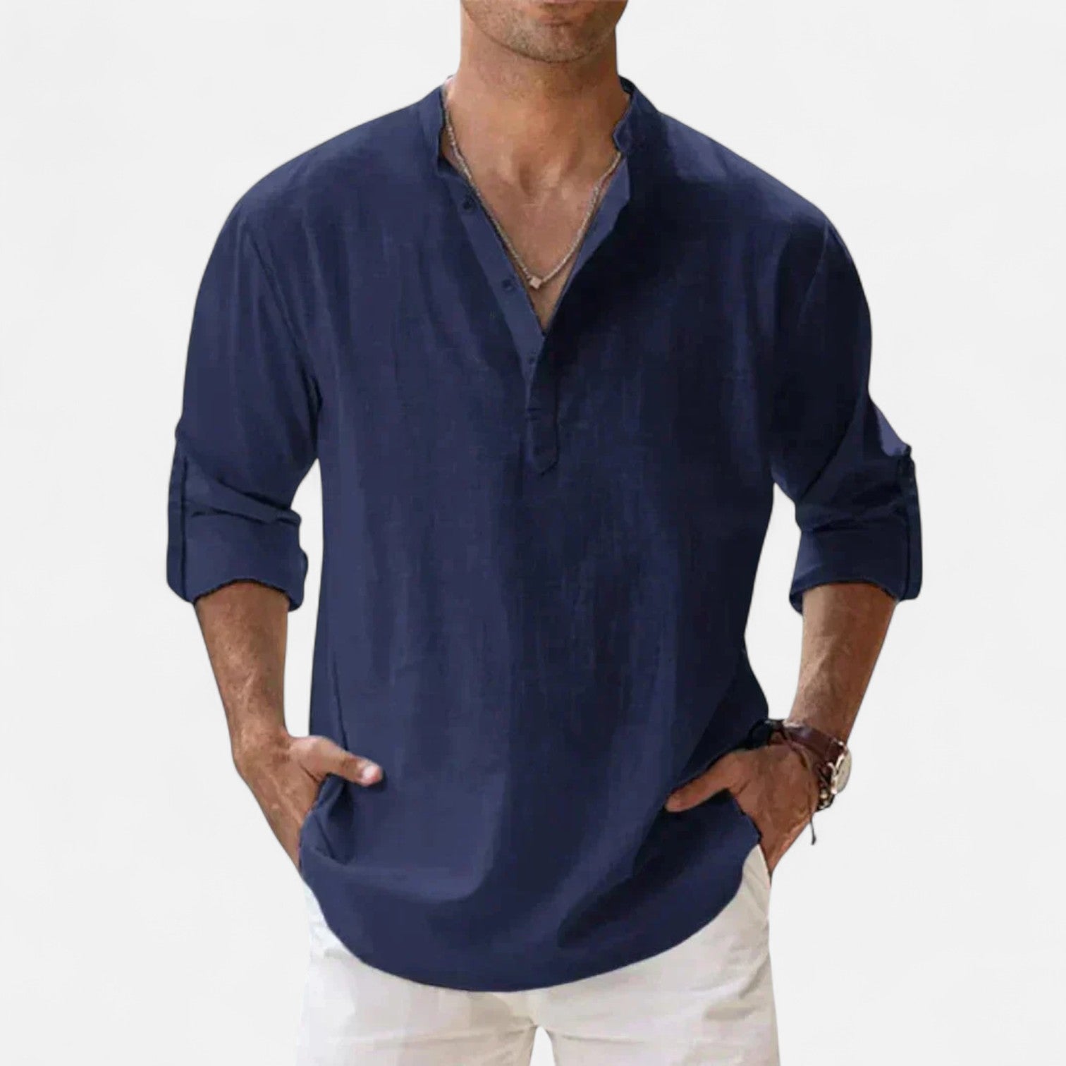 Linen-Classic Men's Long Sleeve Linen Shirt 10