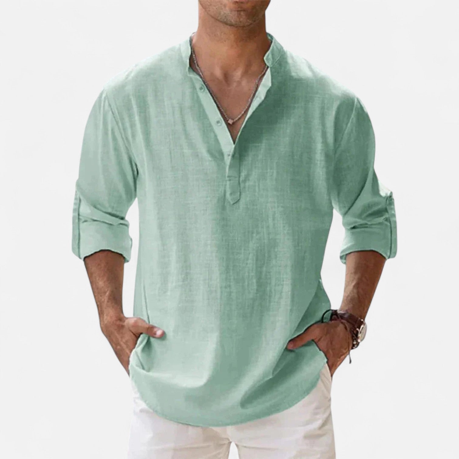 Linen-Classic Men's Long Sleeve Linen Shirt 3