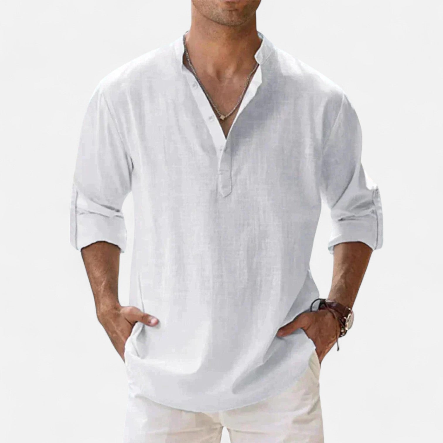 Linen-Classic Men's Long Sleeve Linen Shirt 5