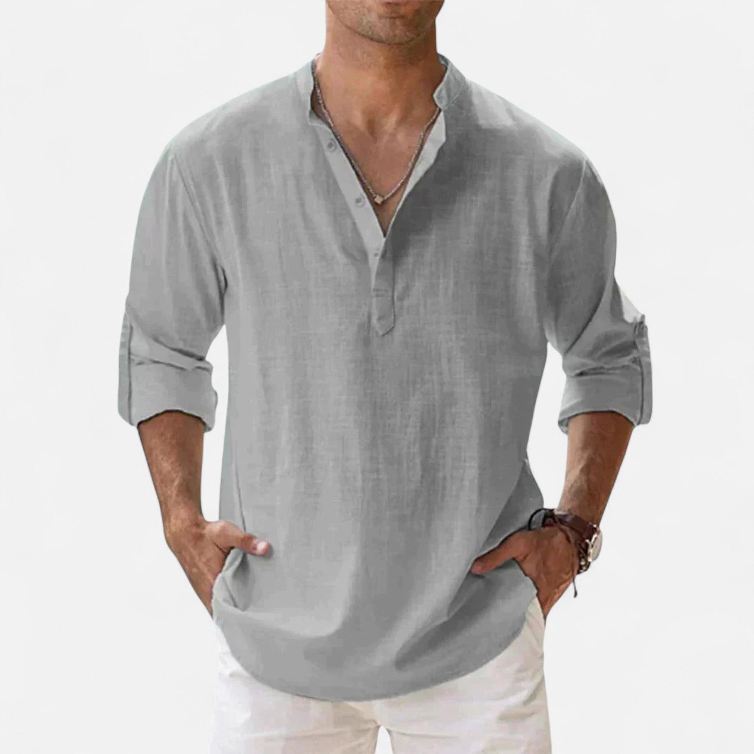Linen-Classic Men's Long Sleeve Linen Shirt 6