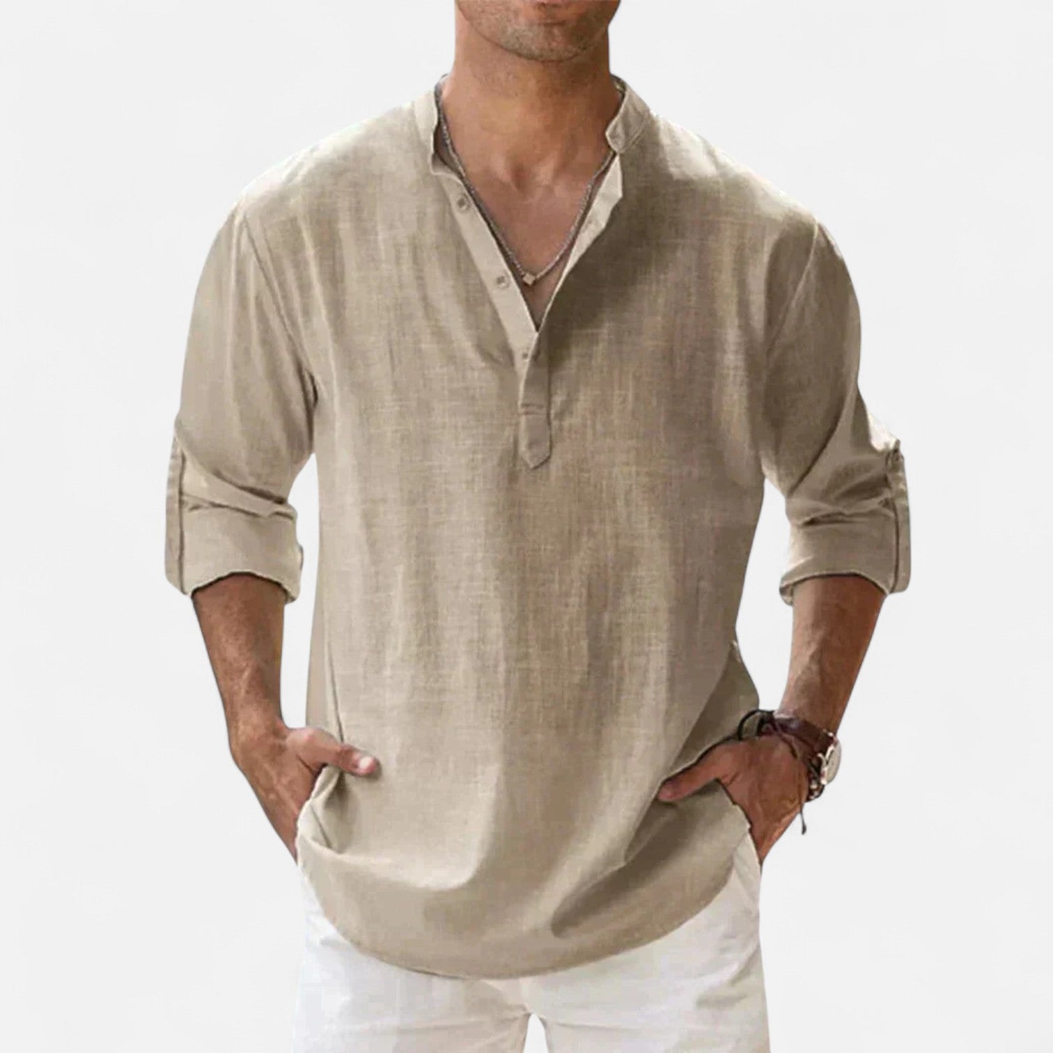 Linen-Classic Men's Long Sleeve Linen Shirt 7