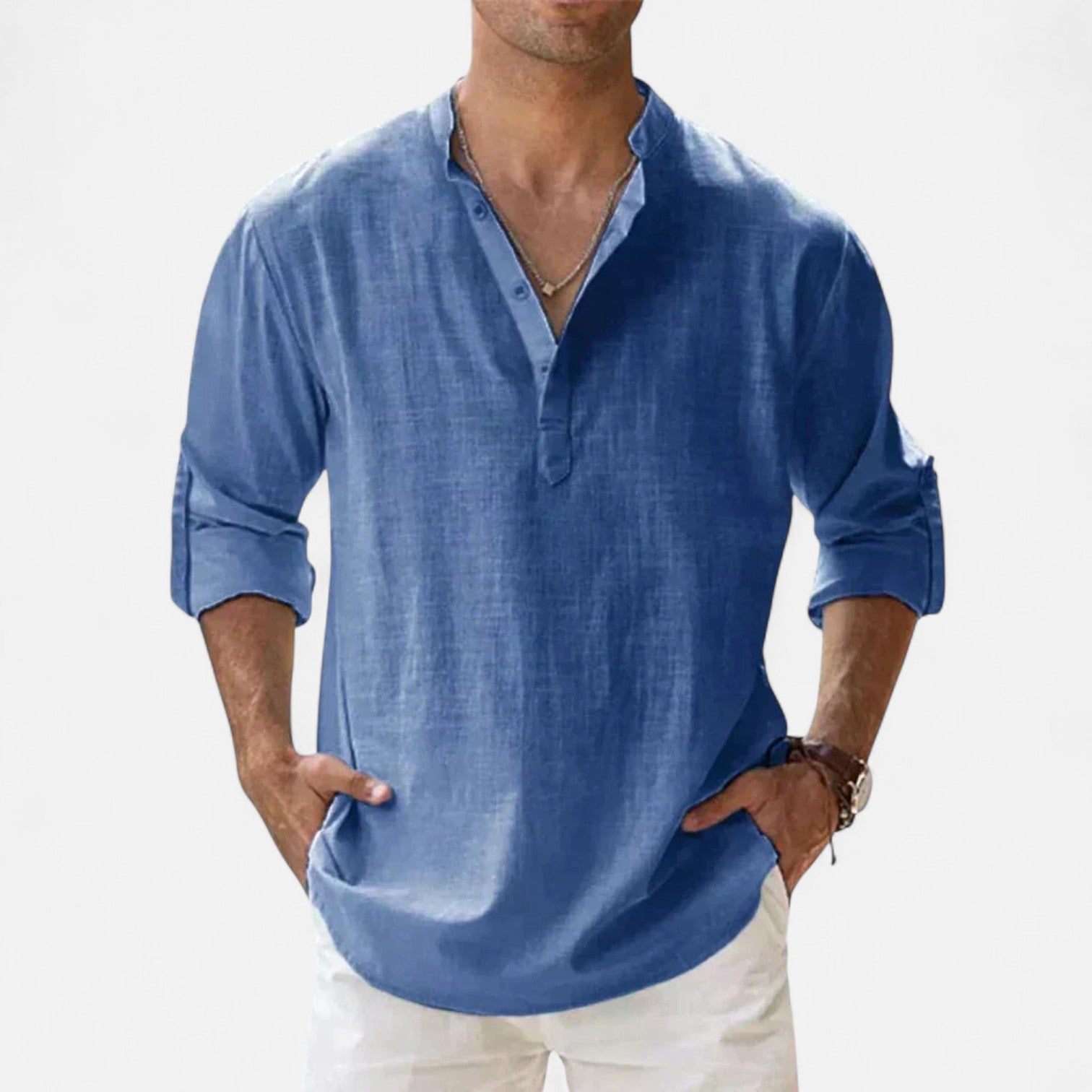 Linen-Classic Men's Long Sleeve Linen Shirt 8