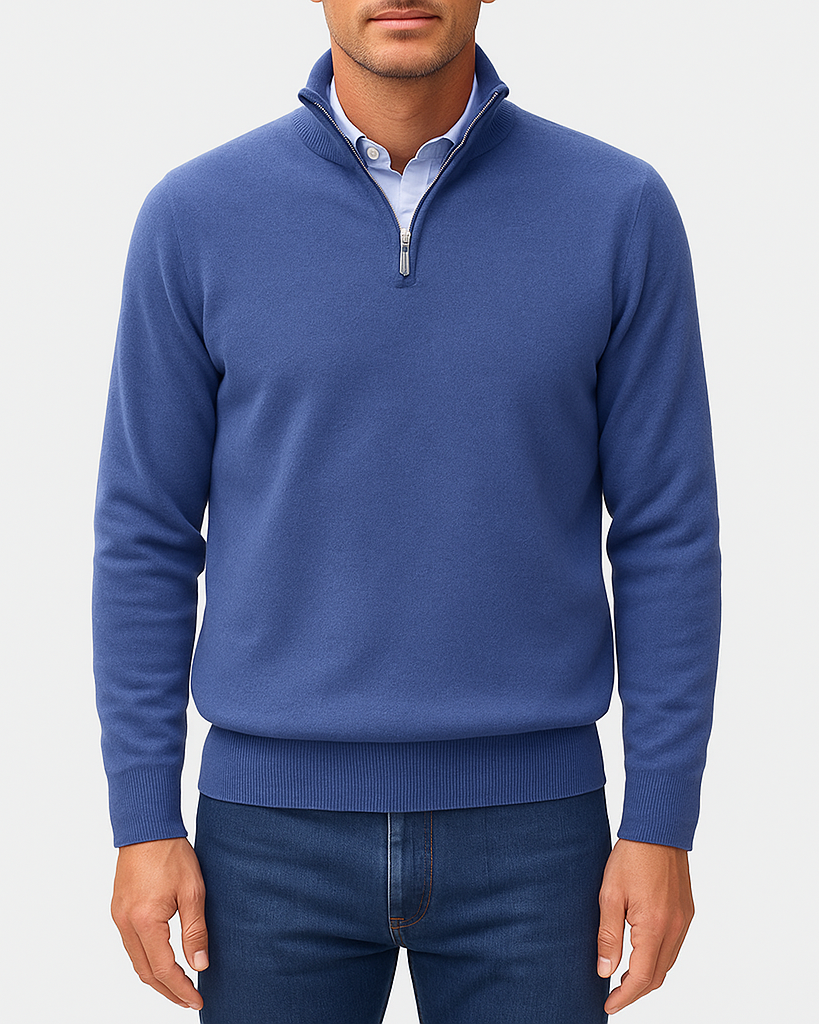 Luxe-Mens Quarter Zip Sweater - Stylish Knit Top 0