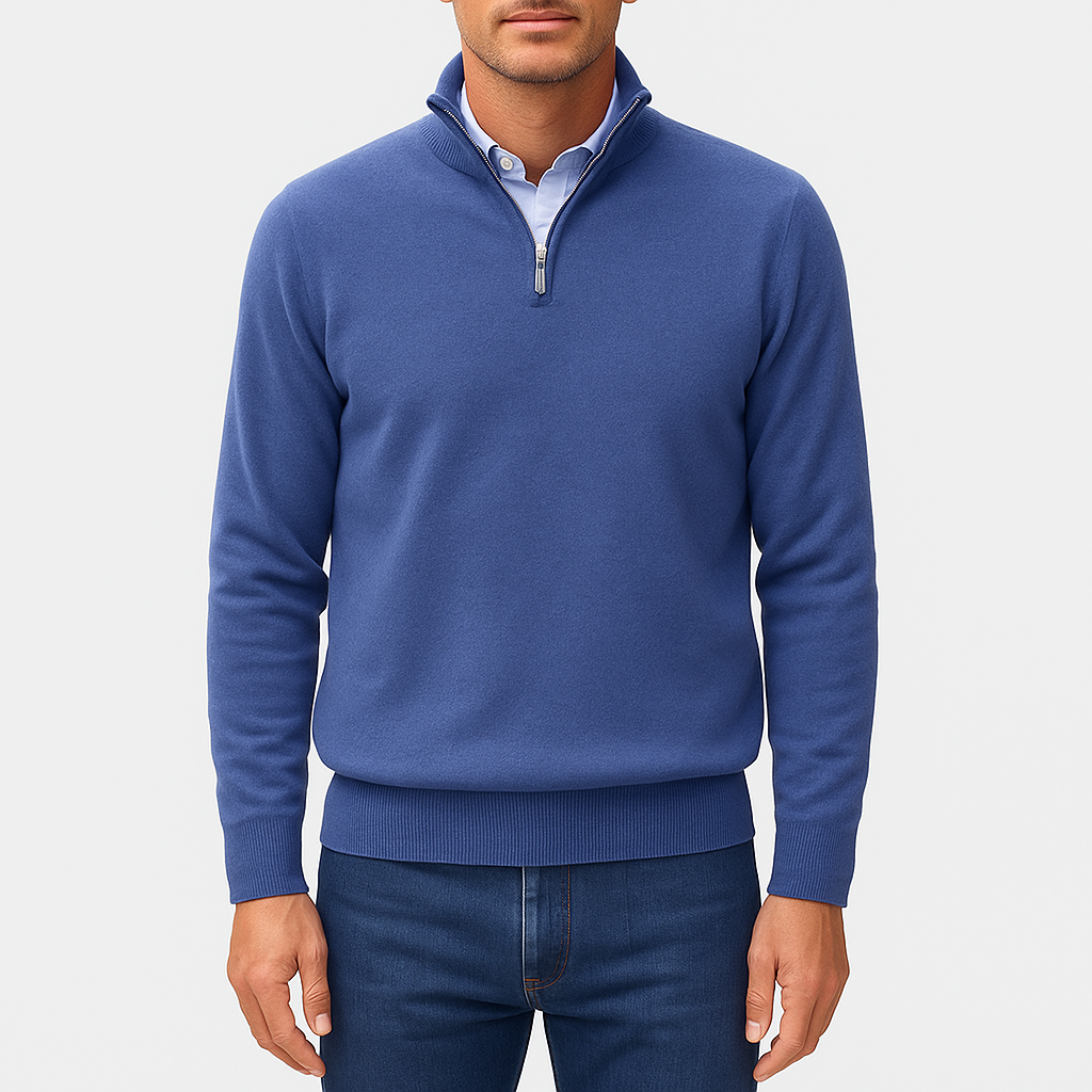Luxe-Mens Quarter Zip Sweater - Stylish Knit Top 0