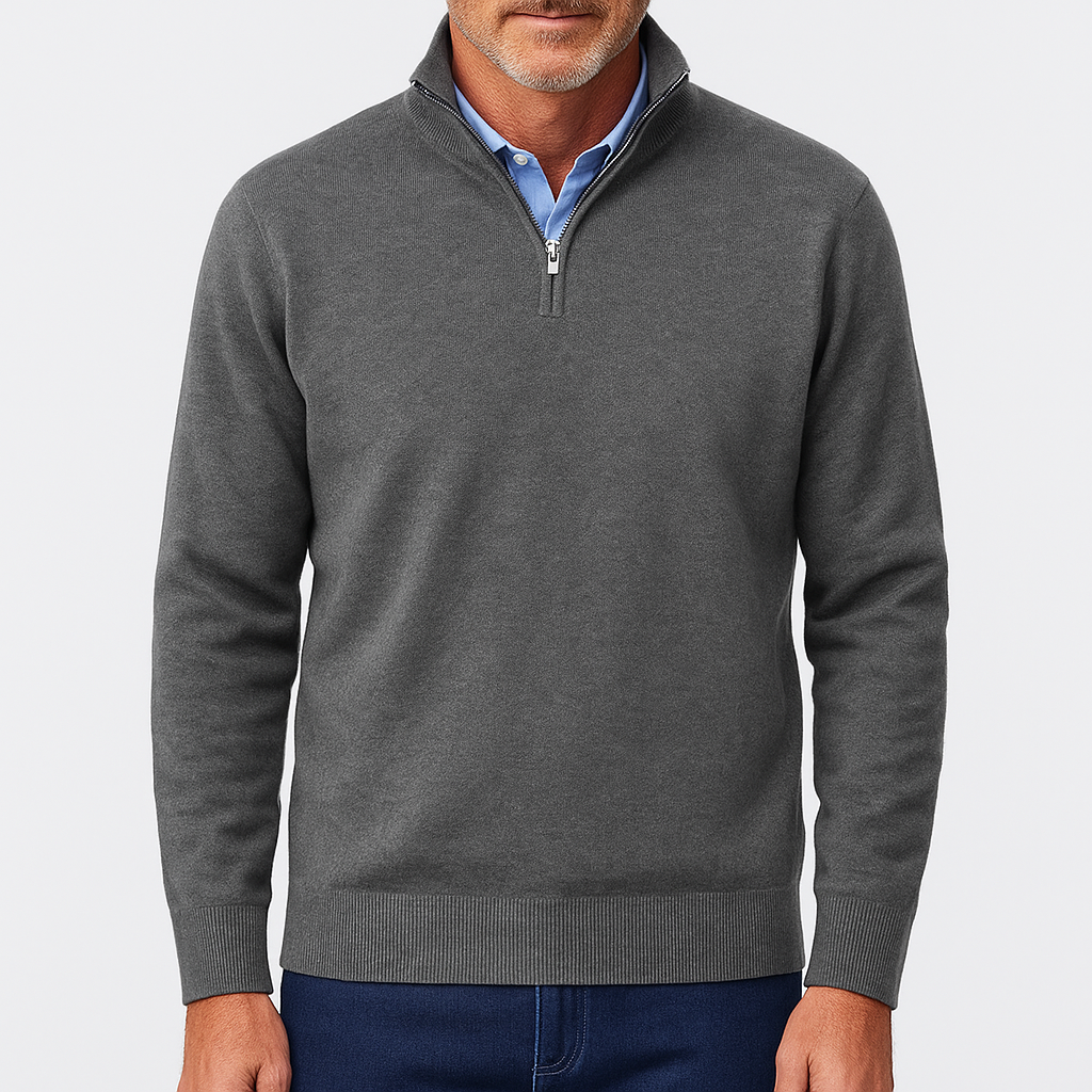 Luxe-Mens Quarter Zip Sweater - Stylish Knit Top 1