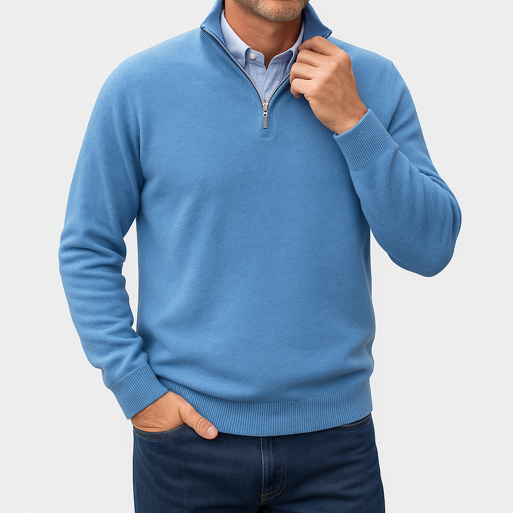 Luxe-Mens Quarter Zip Sweater - Stylish Knit Top 10