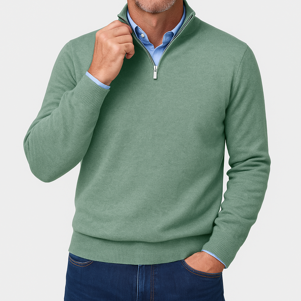 Luxe-Mens Quarter Zip Sweater - Stylish Knit Top 11