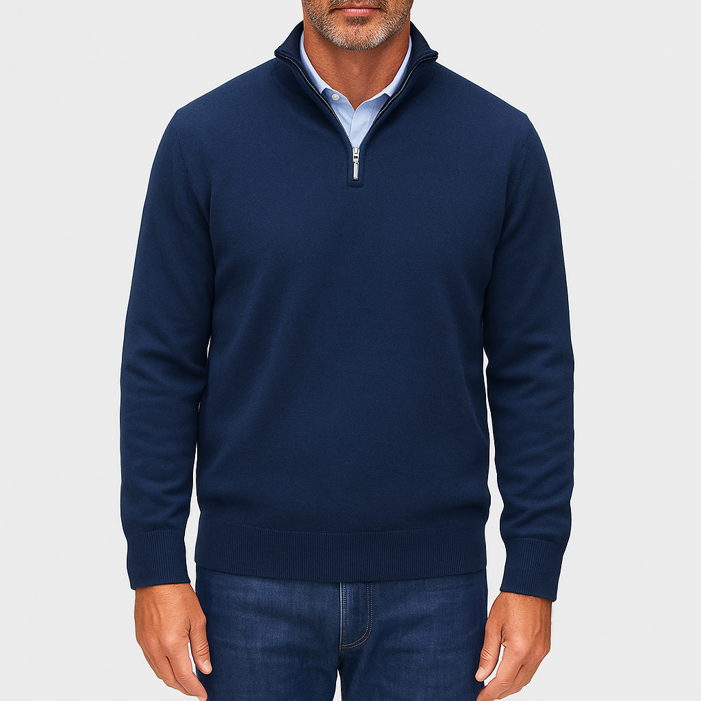 Luxe-Mens Quarter Zip Sweater - Stylish Knit Top 2