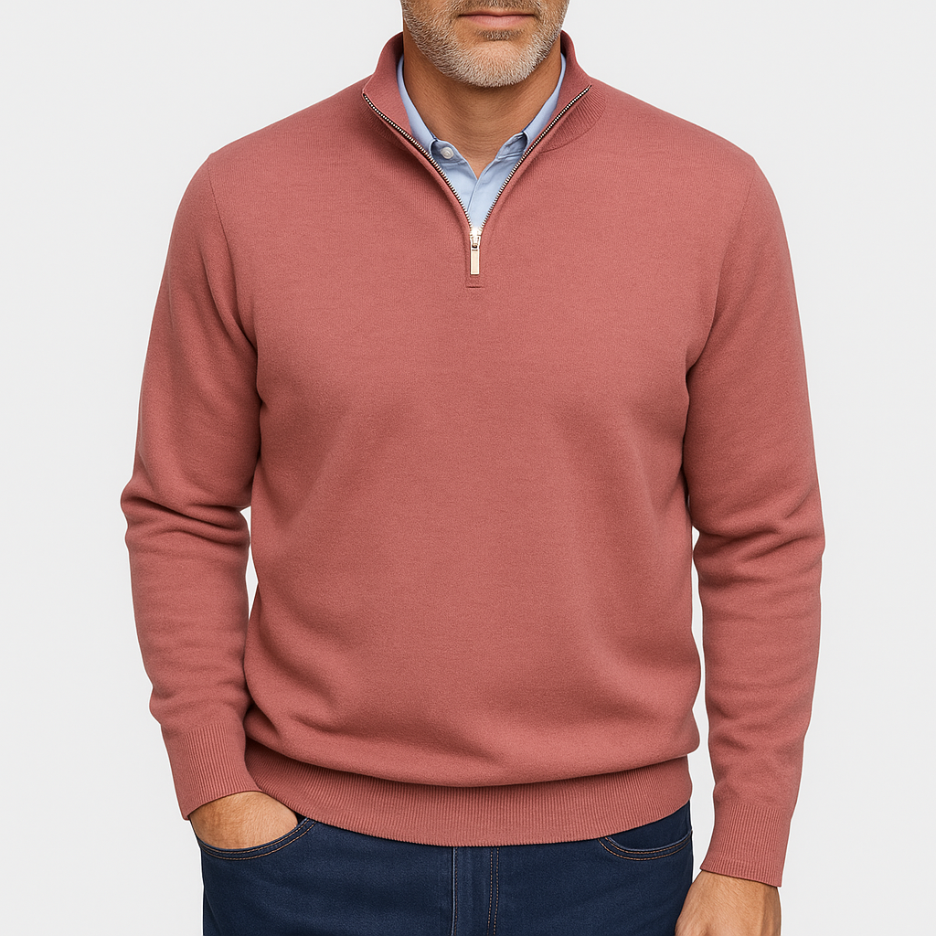 Luxe-Mens Quarter Zip Sweater - Stylish Knit Top 3