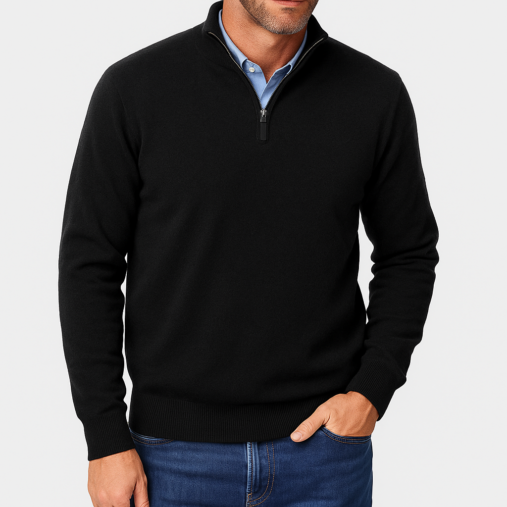 Luxe-Mens Quarter Zip Sweater - Stylish Knit Top 4