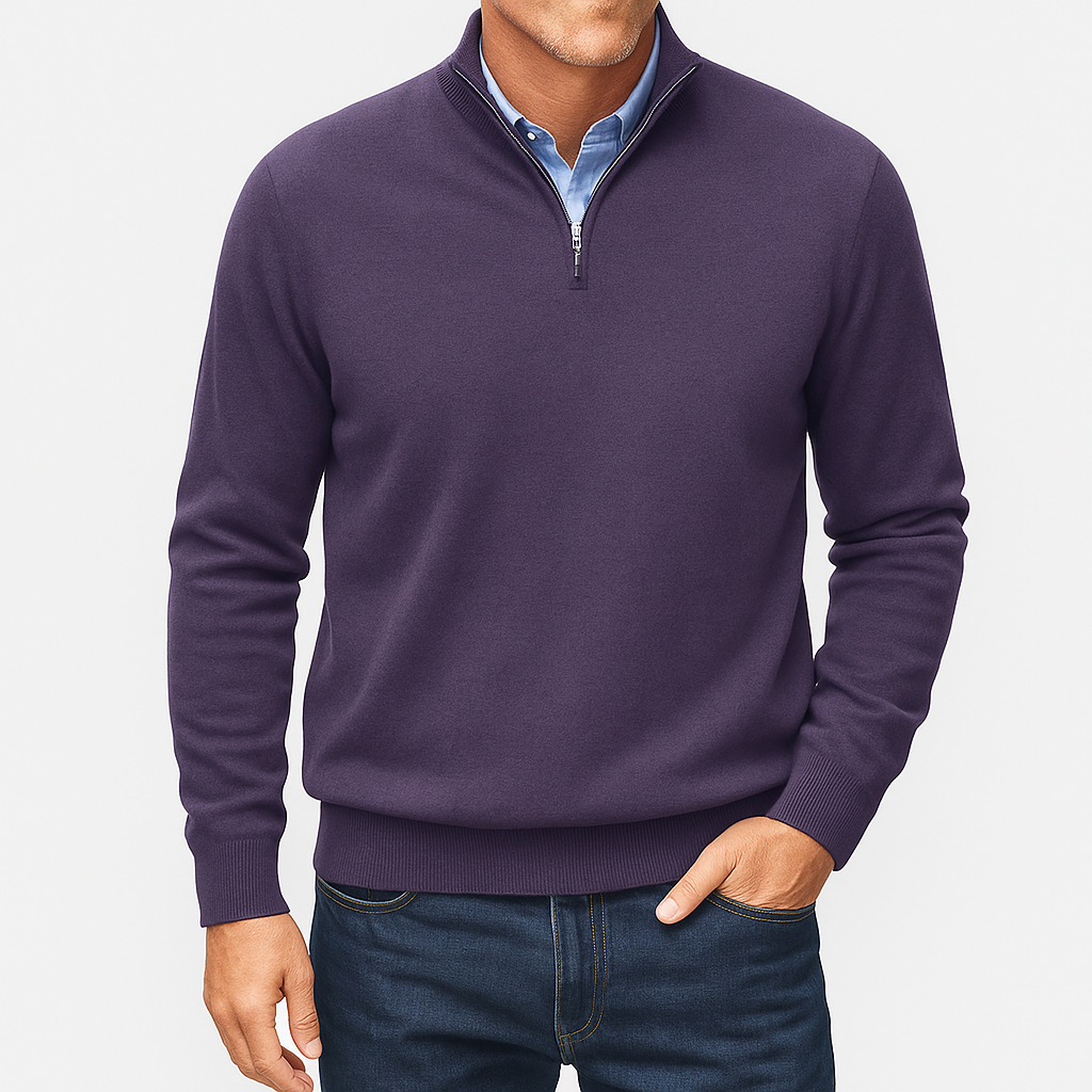 Luxe-Mens Quarter Zip Sweater - Stylish Knit Top 5