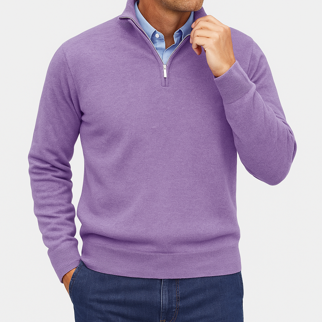 Luxe-Mens Quarter Zip Sweater - Stylish Knit Top 6