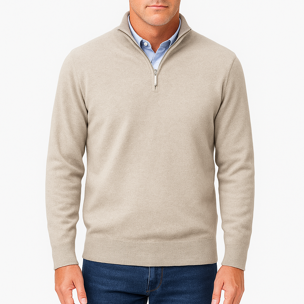 Luxe-Mens Quarter Zip Sweater - Stylish Knit Top 7