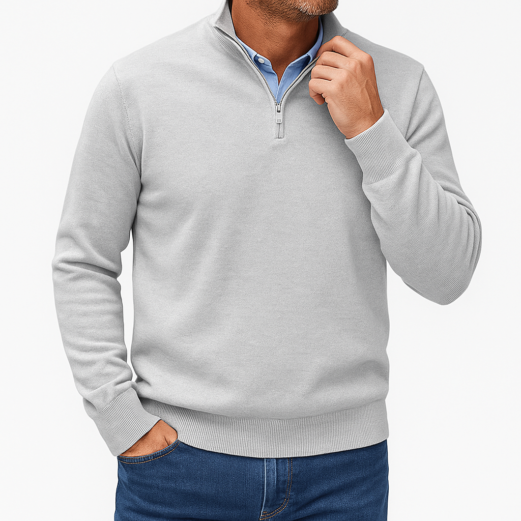 Luxe-Mens Quarter Zip Sweater - Stylish Knit Top 8