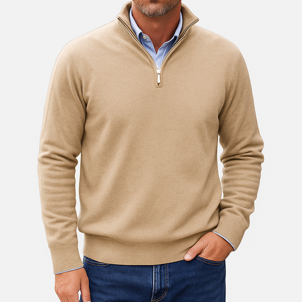 Luxe-Mens Quarter Zip Sweater - Stylish Knit Top 9