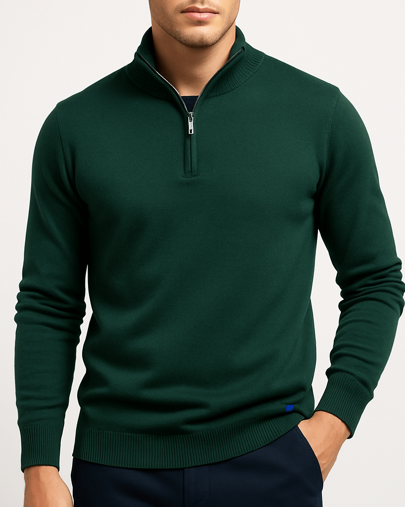 Luxe-Quarter Zip Men's Sweater - Modern Minimalist 0