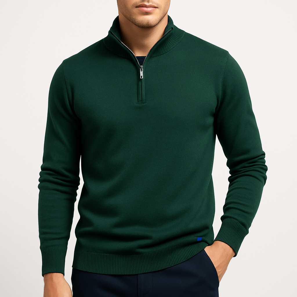 Luxe-Quarter Zip Men's Sweater - Modern Minimalist 0