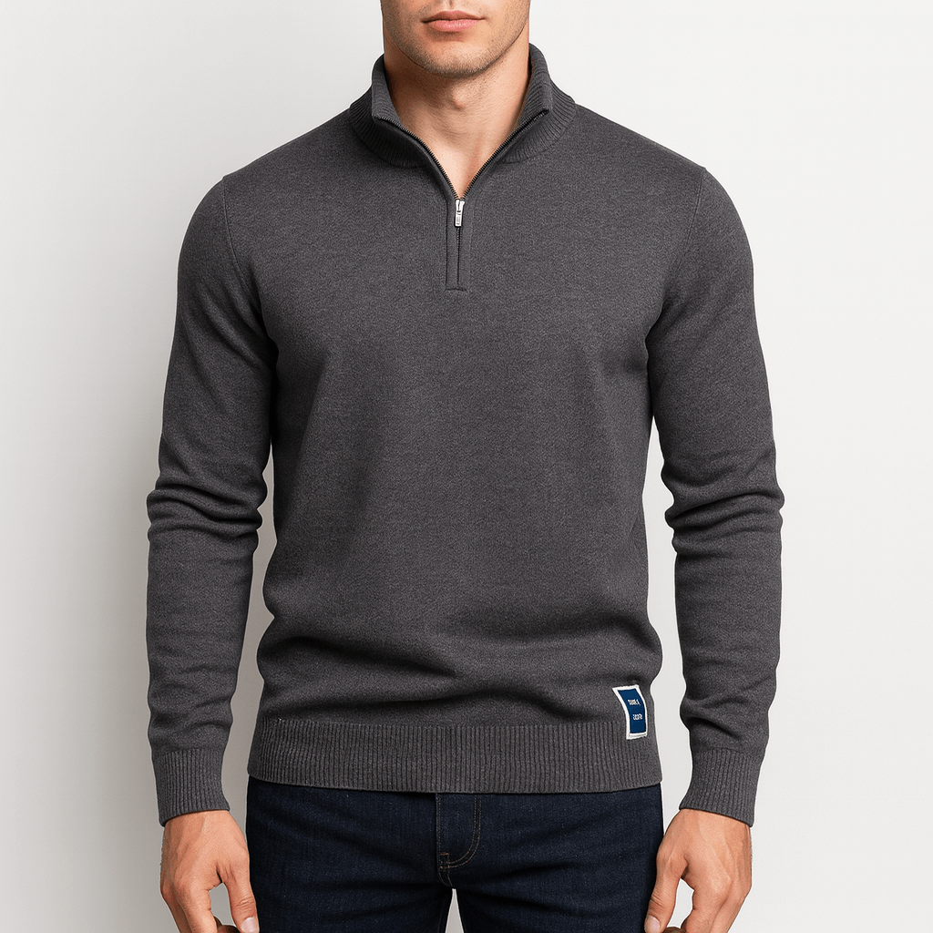Luxe-Quarter Zip Men's Sweater - Modern Minimalist 1