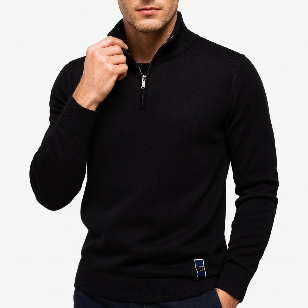 Luxe-Quarter Zip Men's Sweater - Modern Minimalist 2