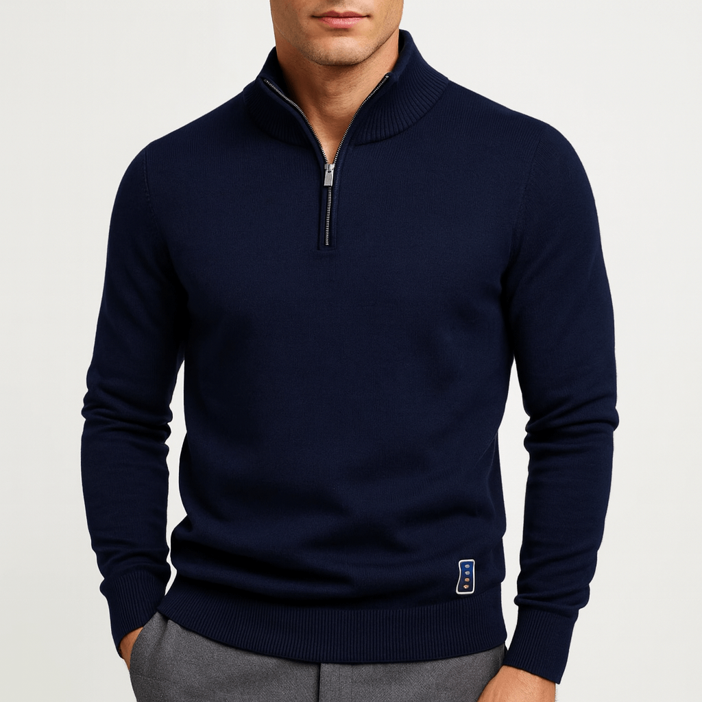 Luxe-Quarter Zip Men's Sweater - Modern Minimalist 3