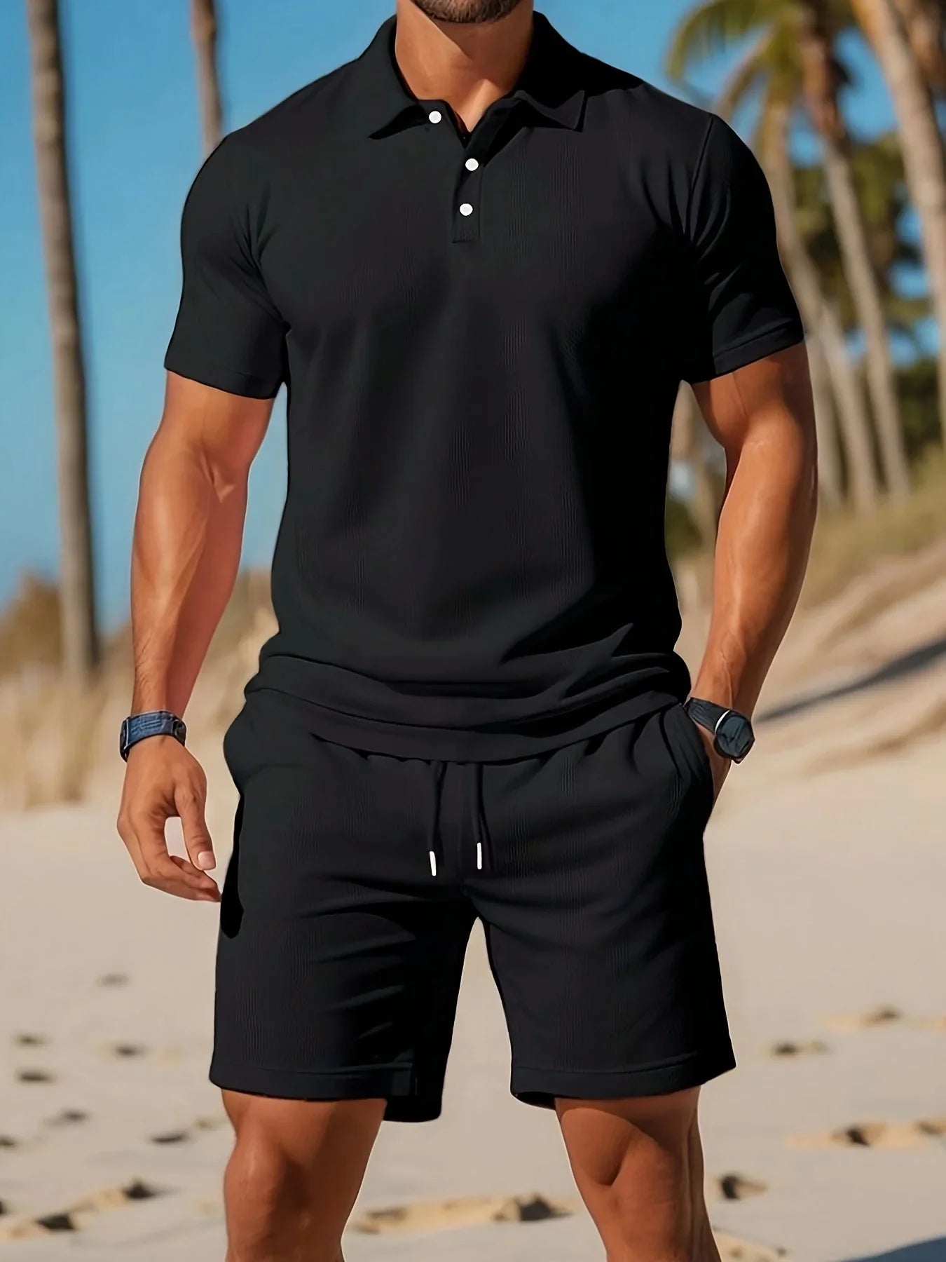 Polo-Set Men's Outfit - Casual Polo Shirt & Shorts 0