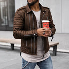 Variant image for Stylish Men's Leather Jacket - Lightweight Summer Comfort in Black, Brown, Red-9