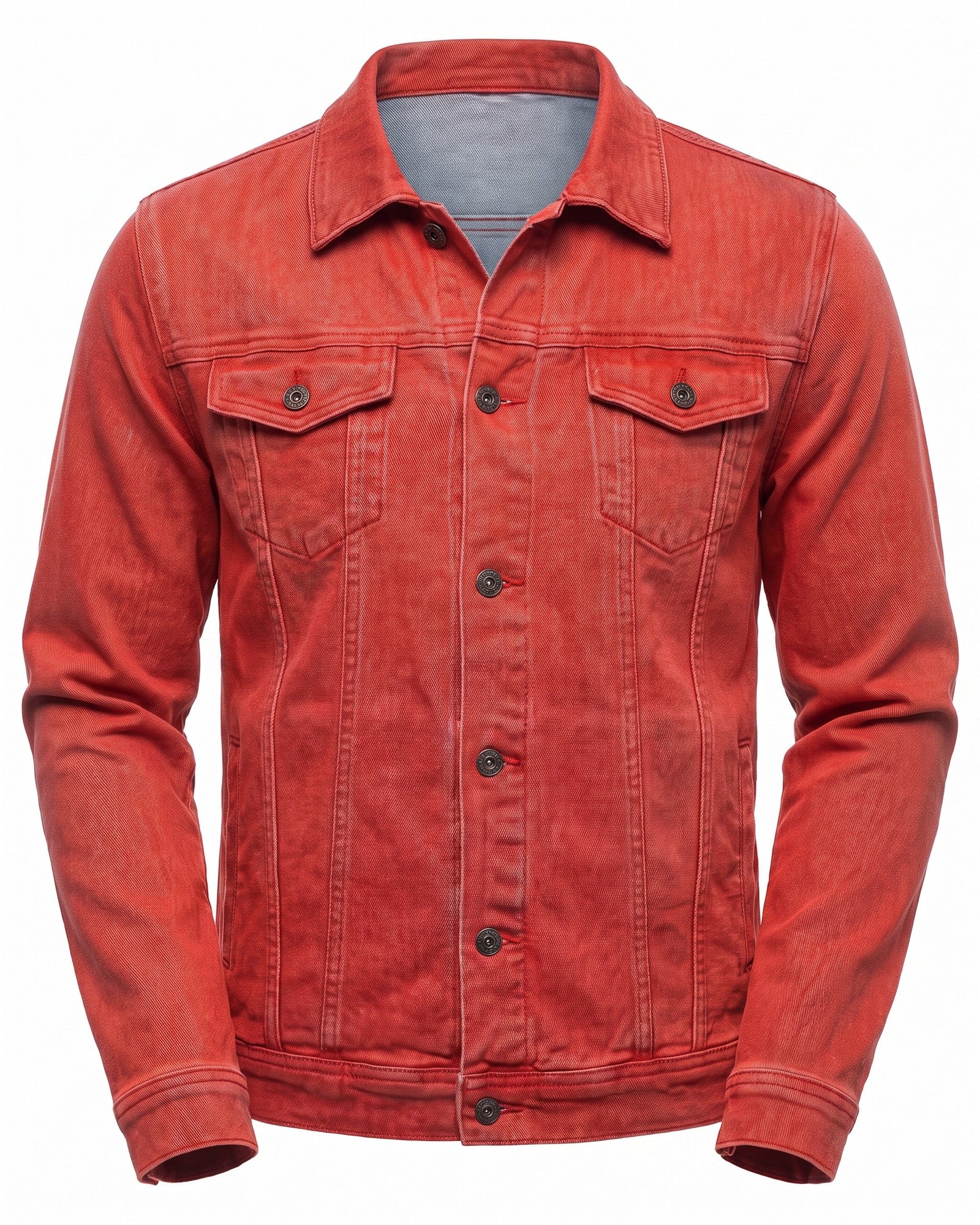 Men's Stylish Denim Jacket - Modern Urban Streetwear - Red