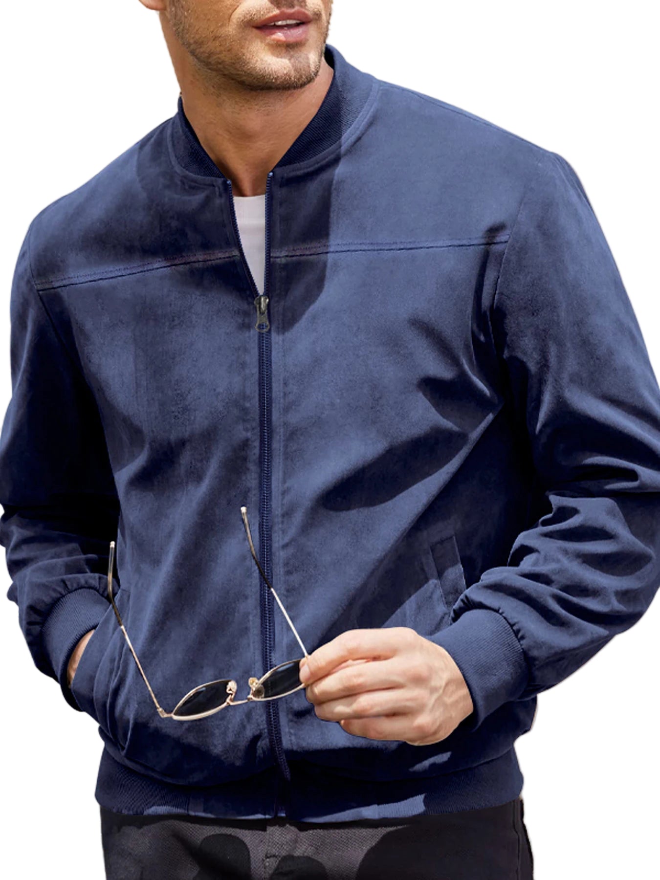 Urban Edge - Men's Velvet Bomber Jacket for Casual Style-3