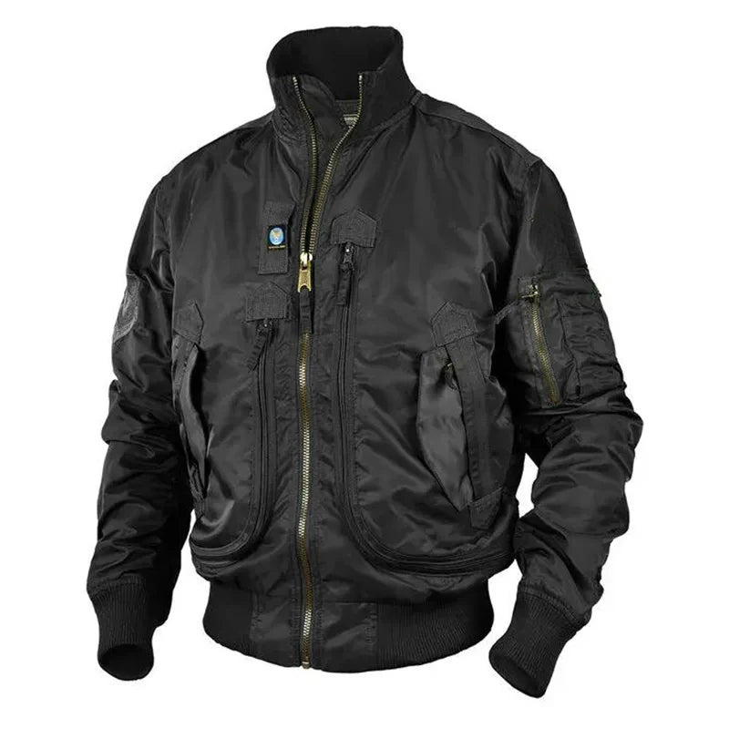 UrbanGear - Men's Tactical MA-1 Jacket with Large Pockets, Army Green-3