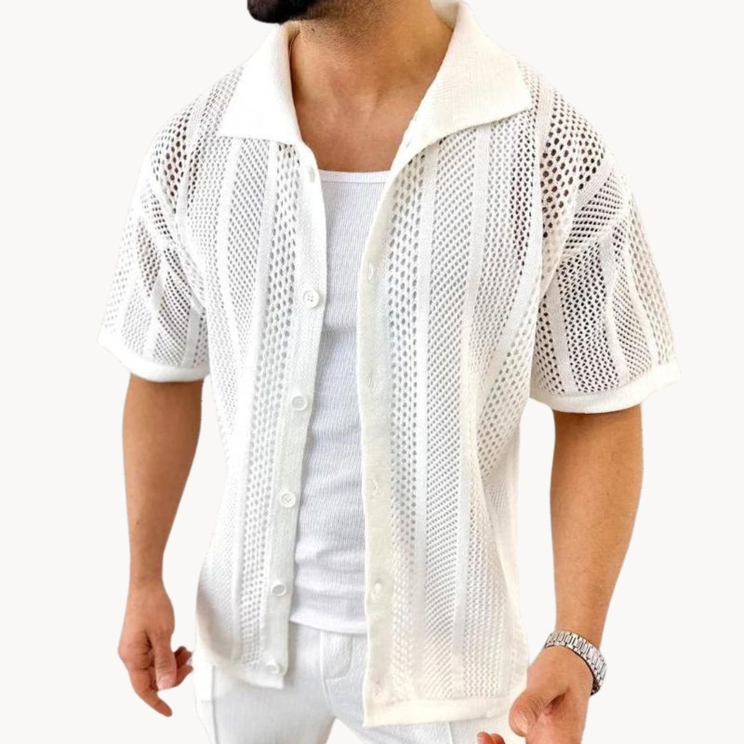 Trend-Style Men's Short Sleeve Crochet T-Shirt 4