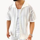 Trend-Style Men's Short Sleeve Crochet T-Shirt 4