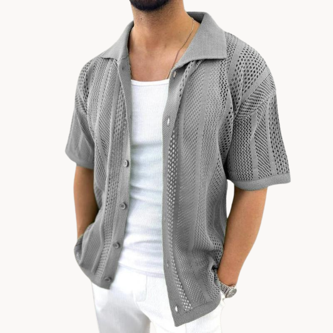 Trend-Style Men's Short Sleeve Crochet T-Shirt 5