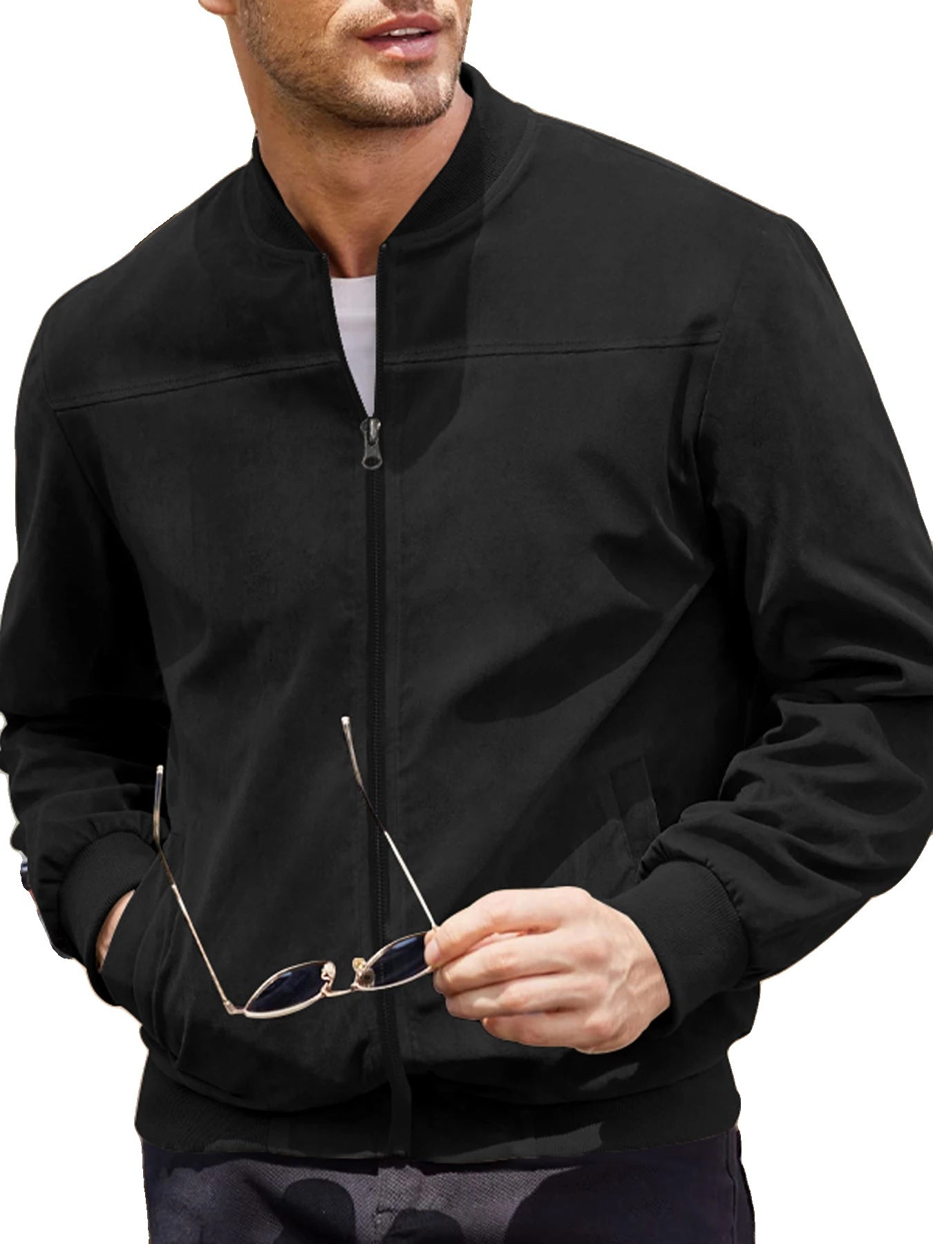Variant image for Urban Edge - Men's Velvet Bomber Jacket for Casual Style-30