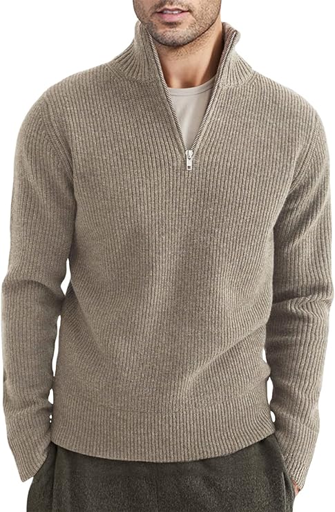 Men's Cozy Half-Zip Pullover Sweater Cotton Blend