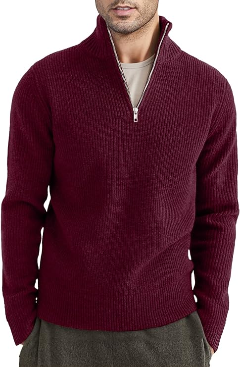 Men's Cozy Half-Zip Pullover Sweater Cotton Blend
