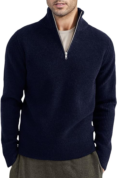 Men's Cozy Half-Zip Pullover Sweater Cotton Blend