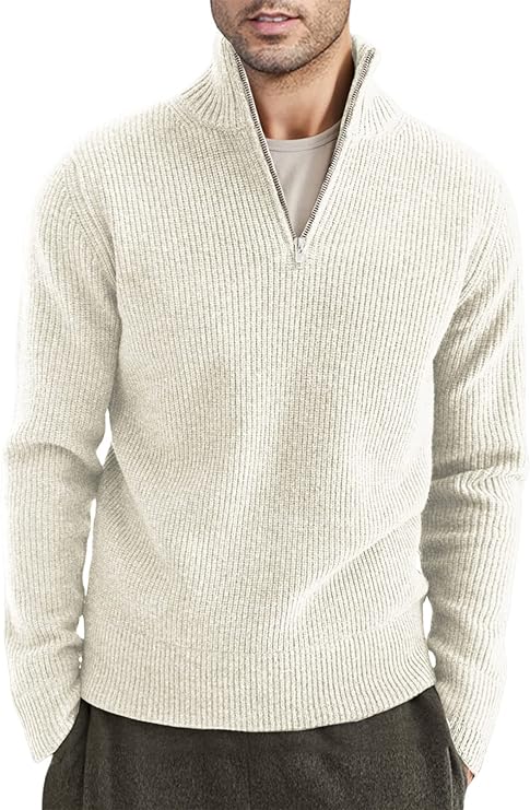 Men's Cozy Half-Zip Pullover Sweater Cotton Blend