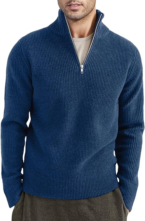 Men's Cozy Half-Zip Pullover Sweater Cotton Blend