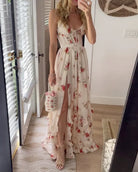 Eloise-White Floral Midi Dress for Women Elegance-1