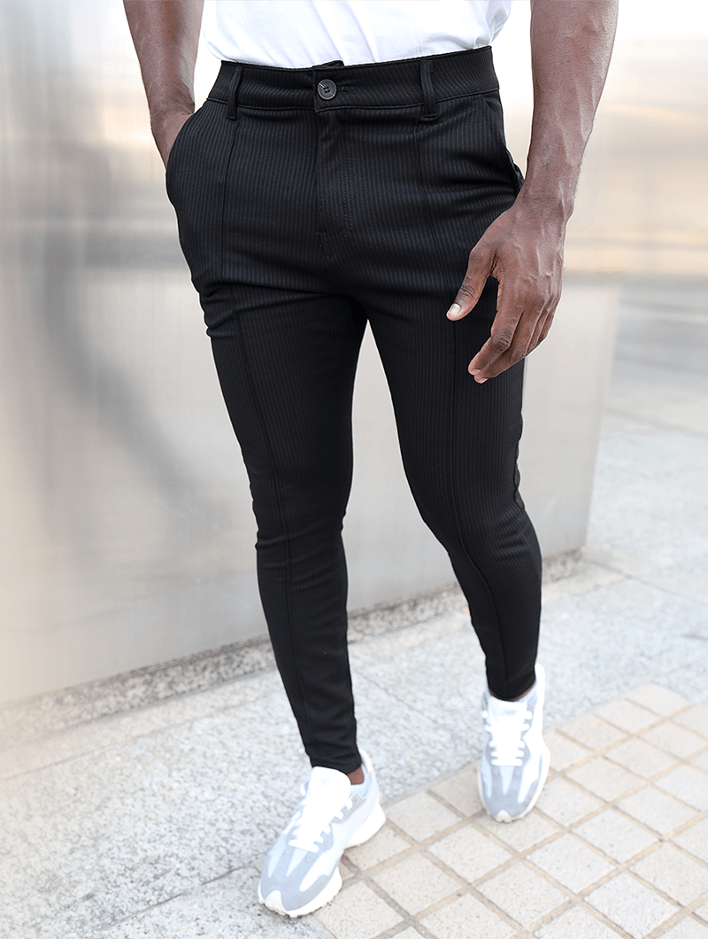 Stylish Black Cargo Pants for Men - Modern Fit Chinos-4