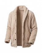 Stylish Men's Hooded Fleece Jacket - Versatile Layering Essential - Beige