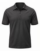 Modern Men's Zip-Up Polo Shirt - Stylish & Breathable Design - Black